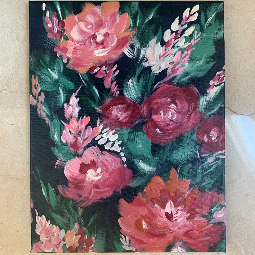 “Red Rose” acrylic hand painting